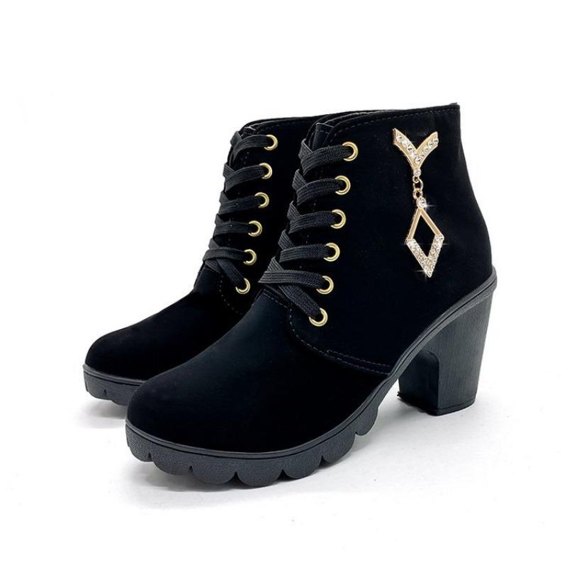 Large size short boots women's autumn and winter new high-heeled women's boots muffin thick-heeled fashion boots