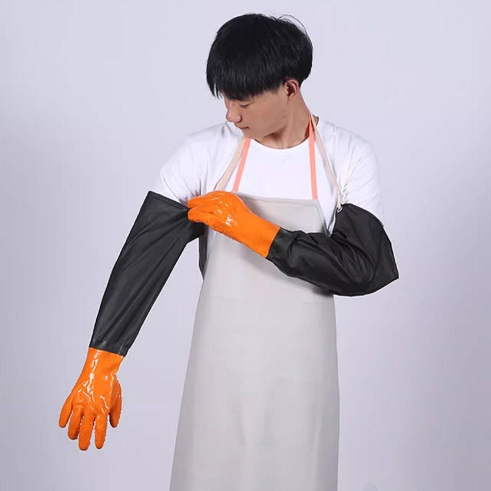 Non-Slip Rubber Work Gloves 70cm Drain Cleaning Gloves Long Rubber Gloves  Drain Cleaning