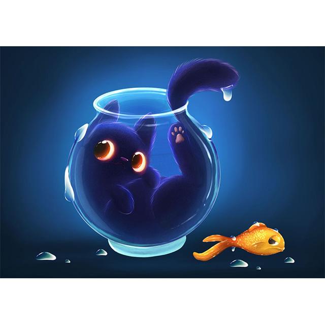 

Мультяшные Животные Милые Принты Черного Кота Постер Холст Живопись Hd Современные Картины для Стен для Гостиной Спальни Домашнее Украшение 21x30cm No Framed