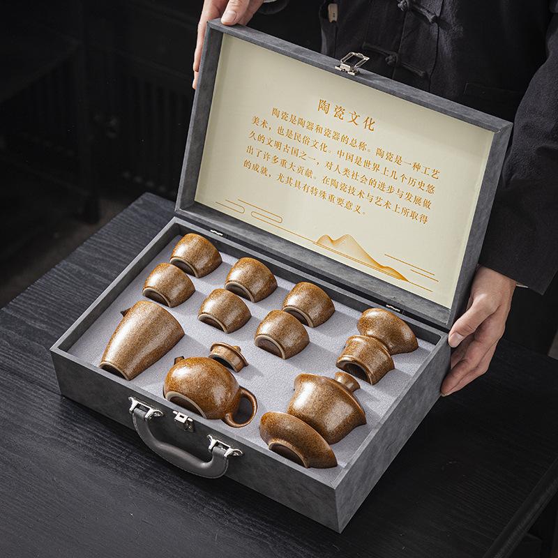 Ofenveränderte antike Teeservice, Geschenkbox für Ältere, leichter Luxus, hochwertig, ein komplettes Set für Einweihungsparty, Geschäftsevents
