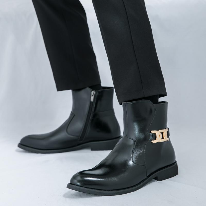 Fashion Side Zipper Outdoor Men's Shoes Fashion Mens Chelsea Boots Luxury for Men Motorcycle Boots Leather Classic Male Walking Boots