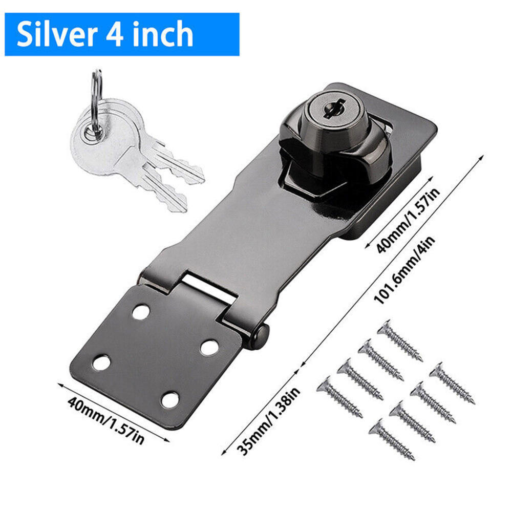 2.5/3/4inch Heavy Duty Locking Hasp with Keys Padlock Cupboard Drawer Wooden Box Lock Self Locking Security Staple Hardware