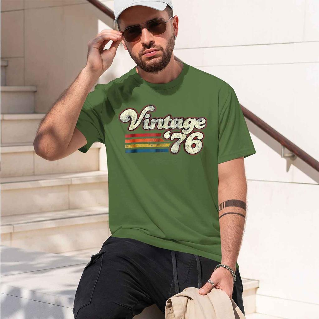 Vintage 1976 Birtay Tshirt Retro Casual Unisexs Clothing Vintage Clothes Camiseta Streetwear Ropa Hombre 2026 New Model Shortslee