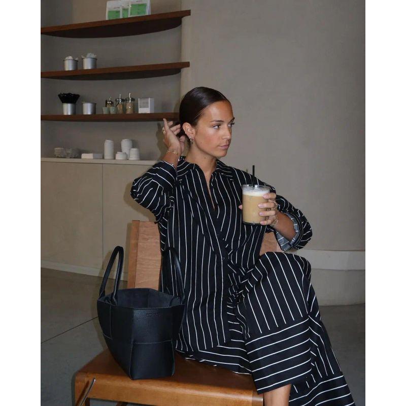 

Casual Stripe Long sleeve Shirts Set Spring and Autumn Loose Slimming Design Sense Niche Temperament Top Wide Leg Pants Set Black Stripes XL