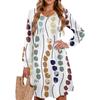 Ladies' Printed Casual And Fashionable V-neck Long Sleeved Mid Length Dress