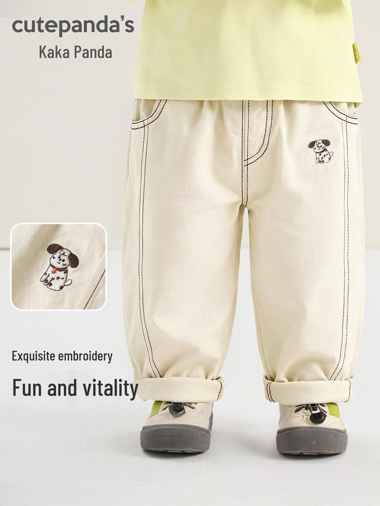 Kaka Panda Children's Spring & Autumn Woven Trousers - Unisex Casual Pants