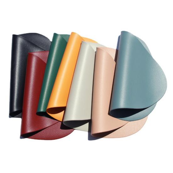Faux Leather Placemats Waterproof & Heat Resistant Table Pads Washable Double-Sided Coasters for Indoor Outdoor Dining