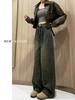 Plus Size Women's Wide Leg Jeans - New Autumn/Winter High Waist Loose Fit with Velvet Lining for Slimming Comfort.
