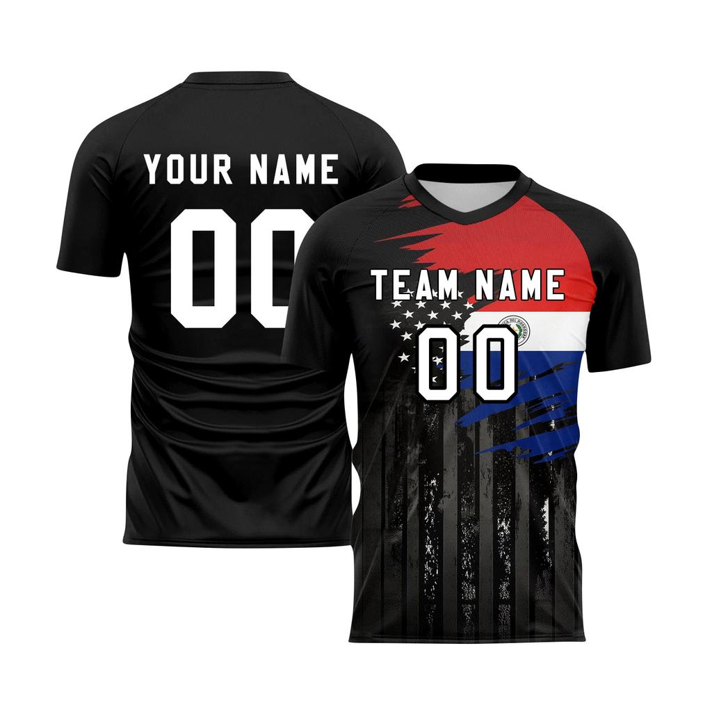 DIY Short Sleeve Sports Jersey Top with Printed Flag Pattern for Men and Women Athletic Crew Neck T Shirt for Custom Teamwear