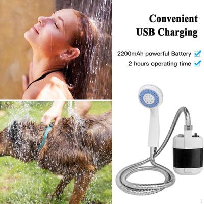 Kompakte tragbare Außendusche USB wiederaufladbar Kopf Rucksackwandern Handheld Camping für