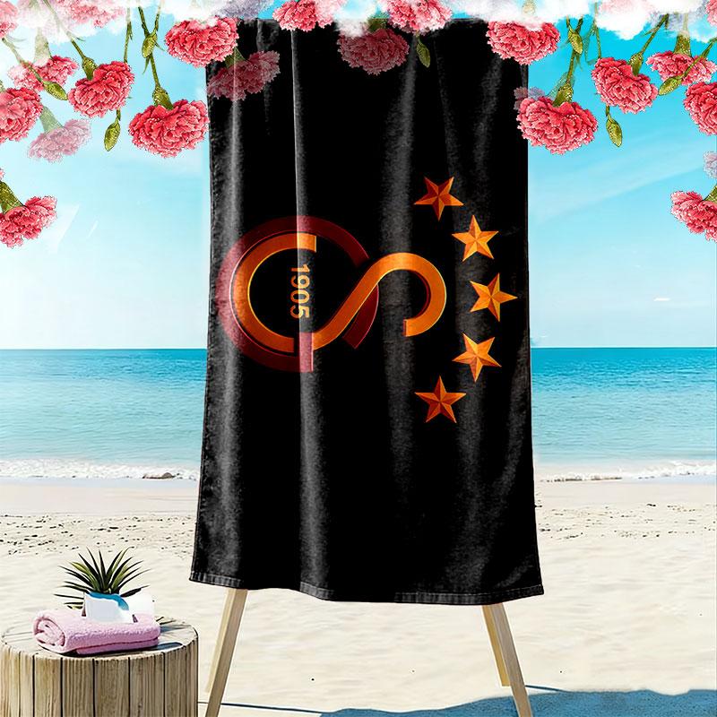 Galatasaray Spor Kulübü Print Strandtuch, Großes Weiches Schnelltrocknendes Handtuch für Strand Camping Schwimmen