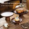 Japanese Style Acacia Wood Cake Stand - High-Footed Dessert Tray and Snack Plate for Living Room Display