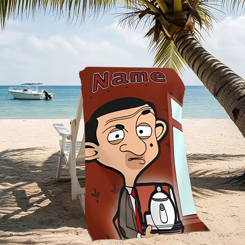 Customizable personalized beach towels Mr. Bean themed designs.Suitable for the beach, yoga, sports;ideal as beach accessories