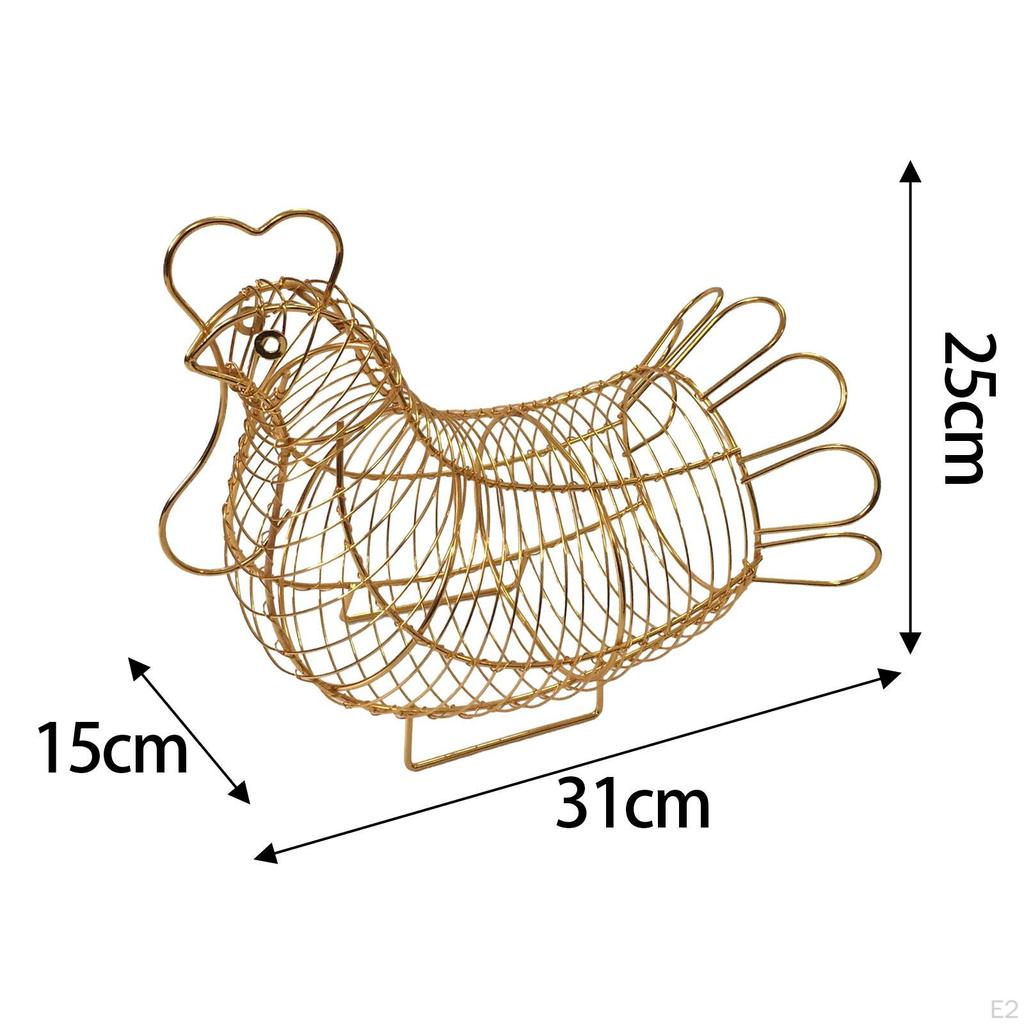 Metal Wire Egg Basket Holder Organizer Kitchen Decor Rustic Multipurpose Food Storage Hen