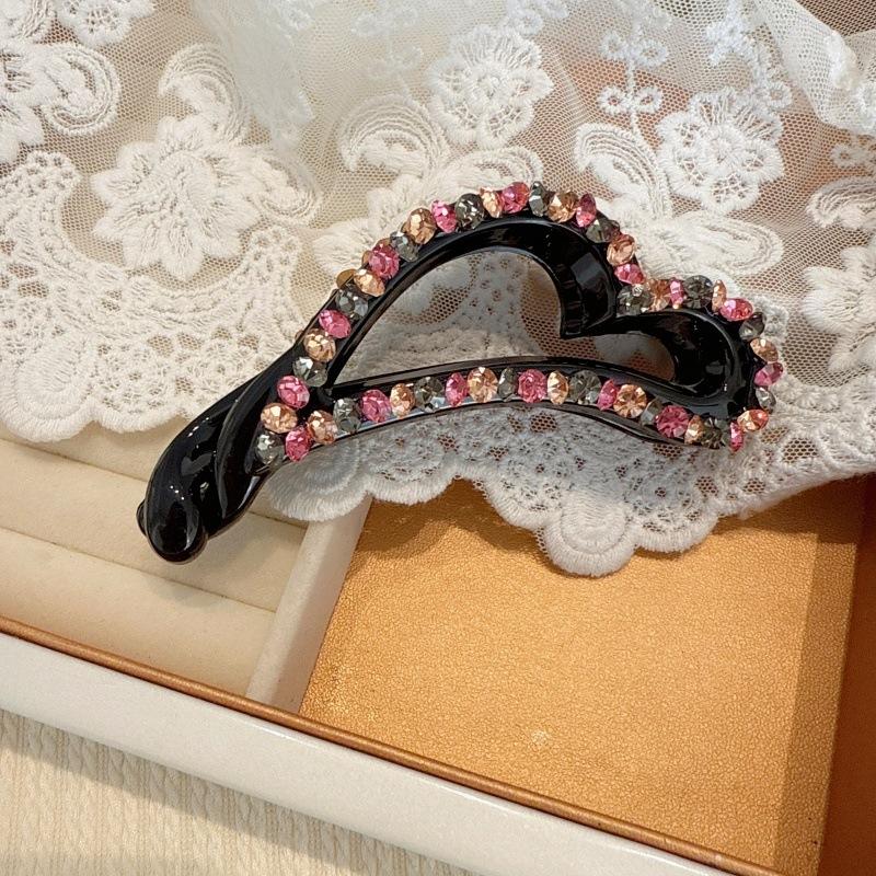 New Arrival French Chic Heart-Shaped Crystal Ponytail Hair Clip for Women, High Quality