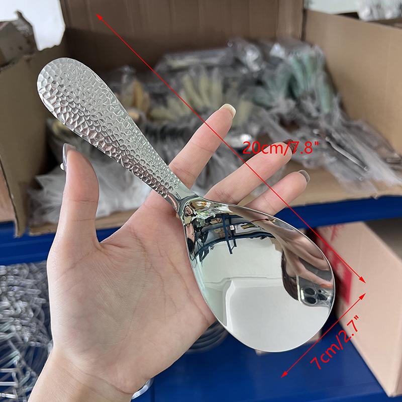 Zahuštěná nerezová lžíce na rýži v japonském stylu Vařič na rýži s dlouhou rukojetí Špachtle Bufetová naběračka Kuchyňské náčiní pro domácnost