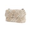Tory Burch Kira Woven Leather Trim Chain Shoulder Strap Canvas Crossbody Mini Bag Women bags White 154831-250