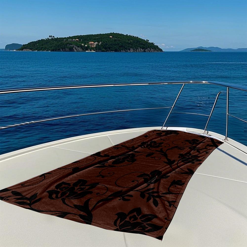 Brown Floral Vine Pattern Quick Drying Bath Towel Microfiber beach towel - light weight swimming camping  yoga beach out