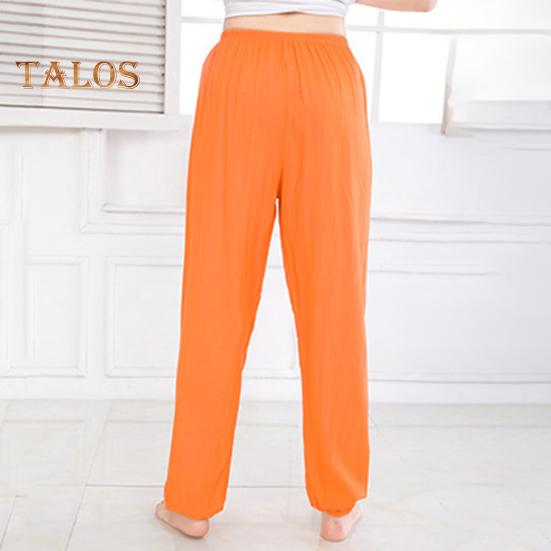 Unisex Bloomers Mid-rise Elastic Waist Casual Loose Leg Pants Solid Color Sporty Style Lightweight Trousers Versatile Wear