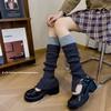 Socks Stitching Knitted Contrasting Stacked Socks Button-Split Y2K Hottie Lolita Millennial Calf Socks