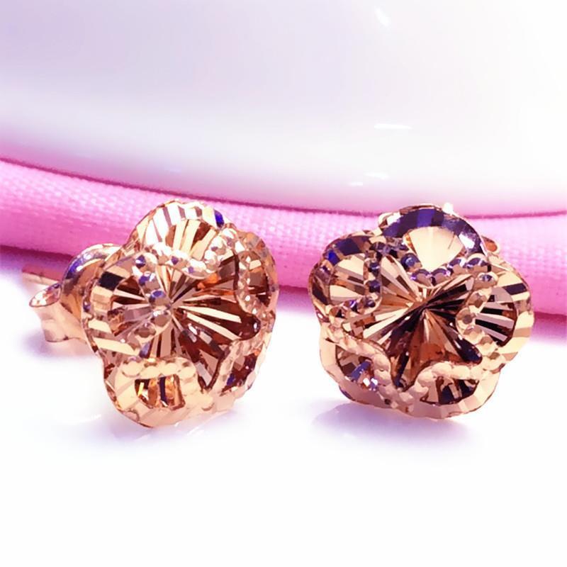 Фиолетовые Золотые Полые Серьги-Гвоздики Женские Простые Легкая Роскошь Цвет Золотой Покрытие Розовое Золото Серьги-Гвоздики