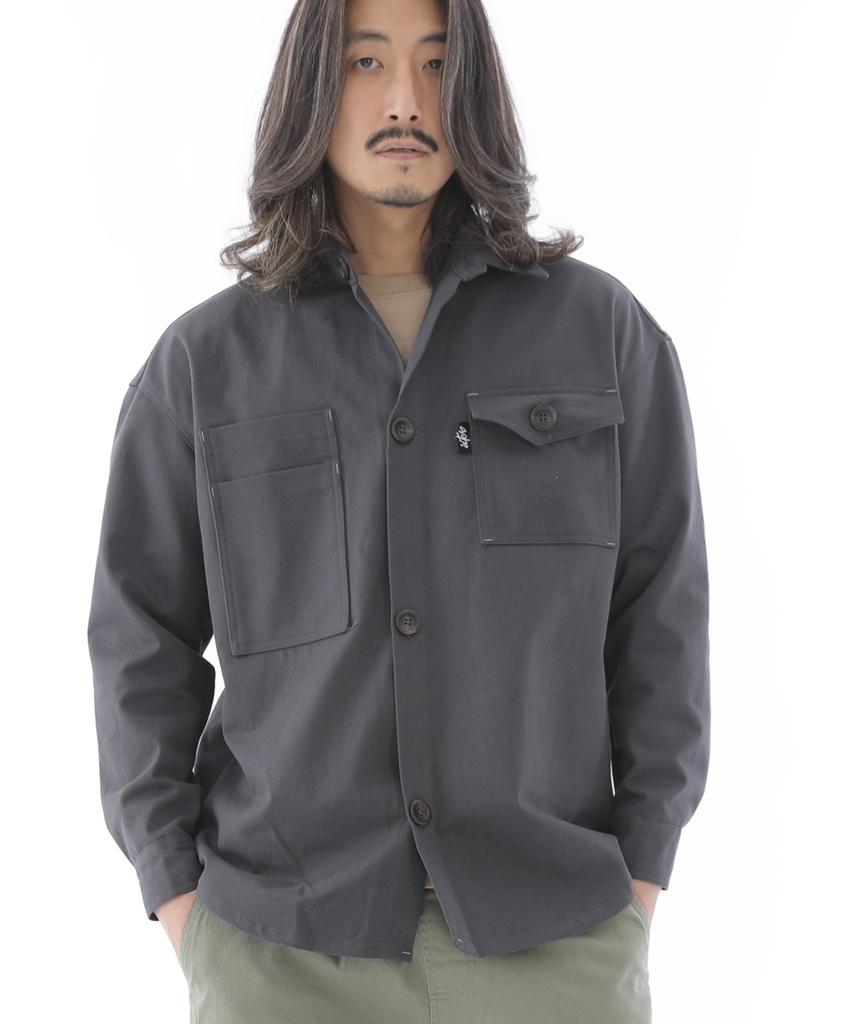 Saintcrew Two-Layer Bartack Pocket Button Shirt Jacket 2L-401Sj Charcoal