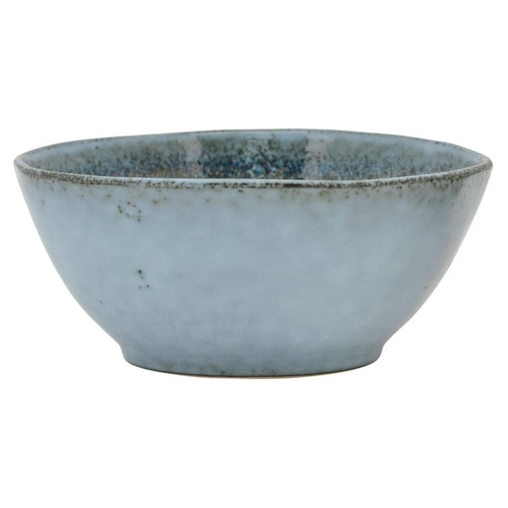 Blue hand-glazed stoneware bowl, rustic style