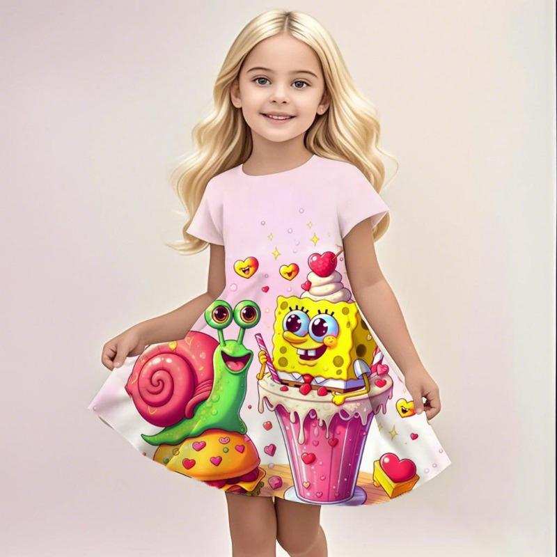Summer Girls' Dress New Style Western Girl Short Sleeve Children's Short Sleeve Mickey