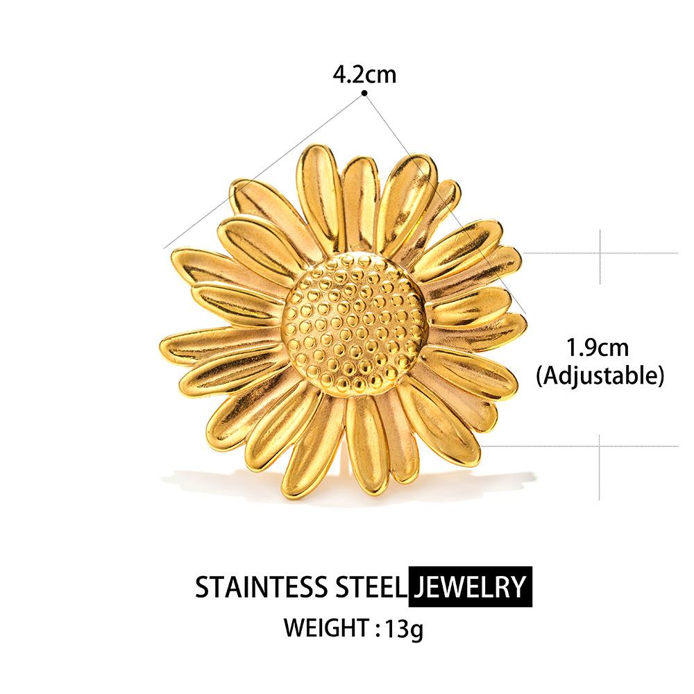 

18K Gold Women s Retro Chrysanthemum Ring - Adjustable, Fade-Resistant, Festival Gift. Silver Chrysanthemum Ring