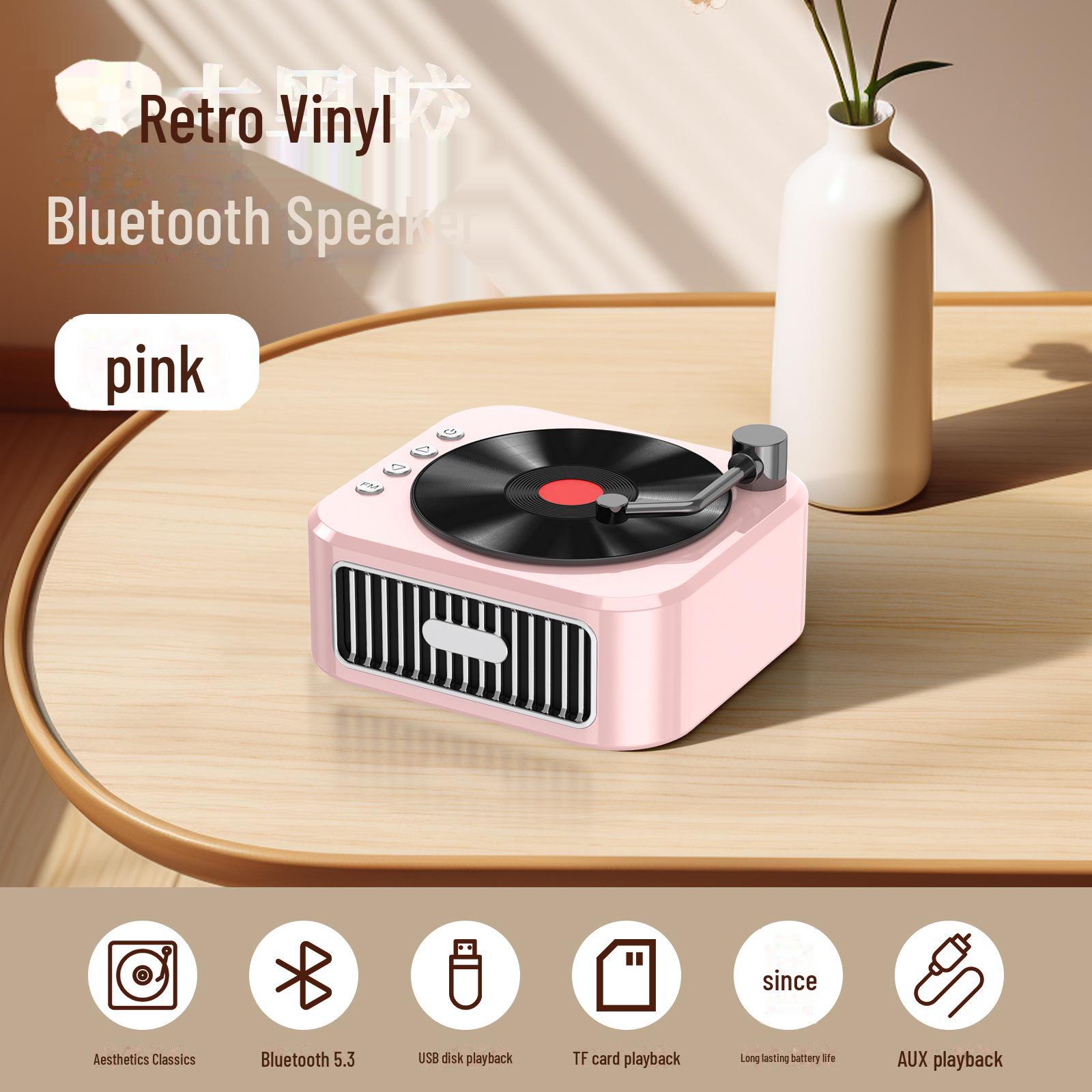 

Миниатюрная Bluetooth-колонка в стиле ретро с сабвуфером — идеальный подарок для девушки, для настольного или портативного использования.