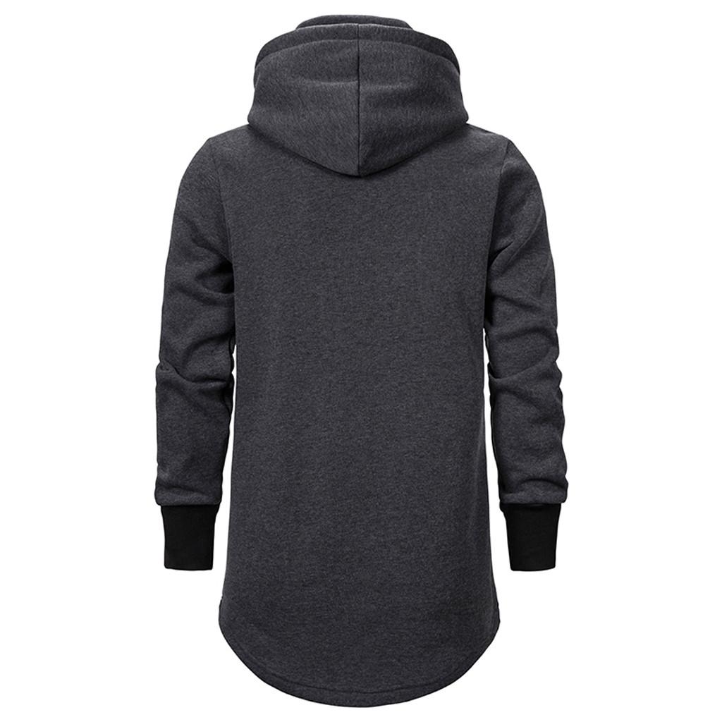 Men's  And Winter Trend Solid Color Dark Long Hooded Loose Sweater