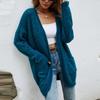 Women'S  And Winter Fashion Solid Color Colorblock Knitted Cardigan Sweater Coat  And Winter Long-Sleeved Coat Cardigan