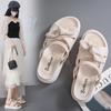 Women's 2-in-1 Platform Bow Sandals Summer Casual Sloping Back Flat Shoes Lightweight Beach Shoes