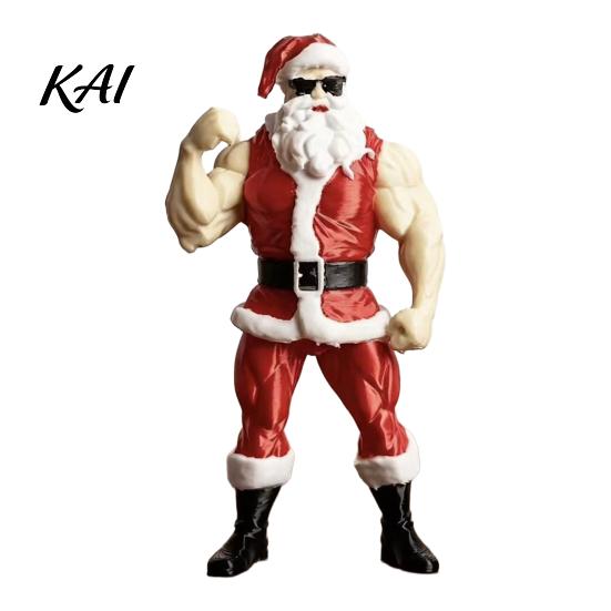 Unique Christmas Party Supplies Muscular Santa Claus Figurine, Funny Hilarious Resin Strong Statue, Novelty Bodybuilder Decoration Collectible Desktop