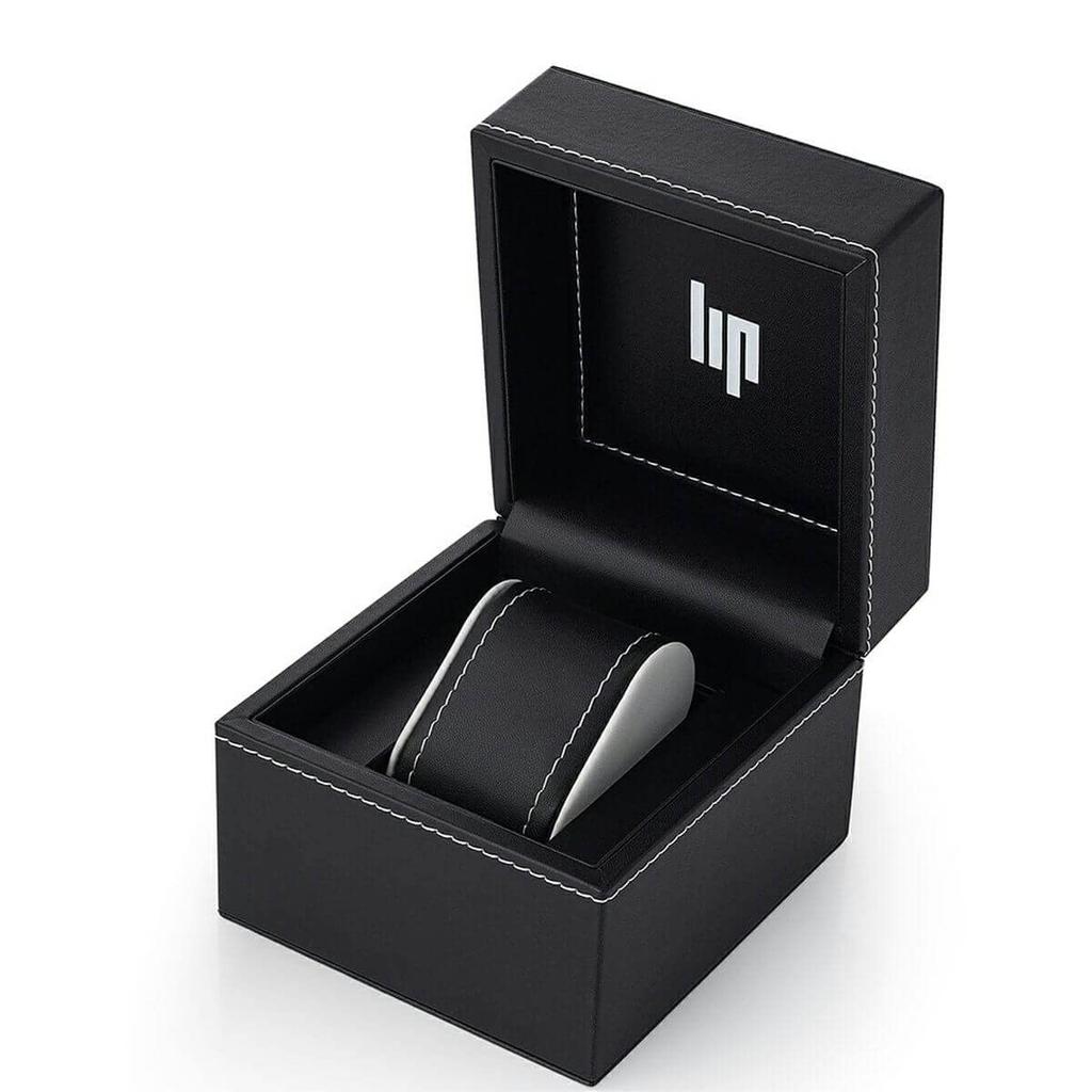 LIP T18 Churchill Diamant Gold Weißes Leder Armbanduhr 671442 Herren Unisex