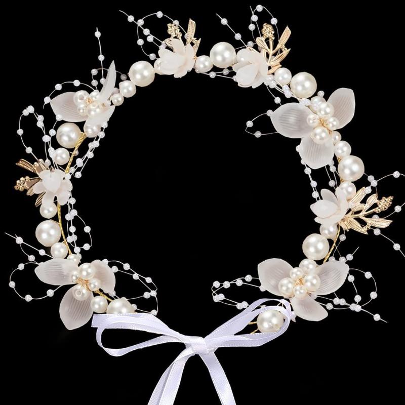 Kids Floral Headpiece Handmade Dried Flower Crown Non-irritating Hair Wreath for Wedding Pageant Outdoor Picnic Gift