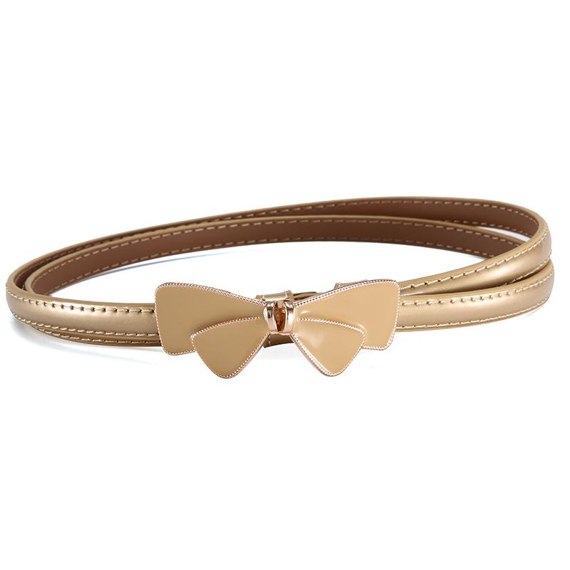 Women's Fashion Black Patent Leather Belt with Bowknot - Versatile, Genuine Leather Waist-Cinching Accessory