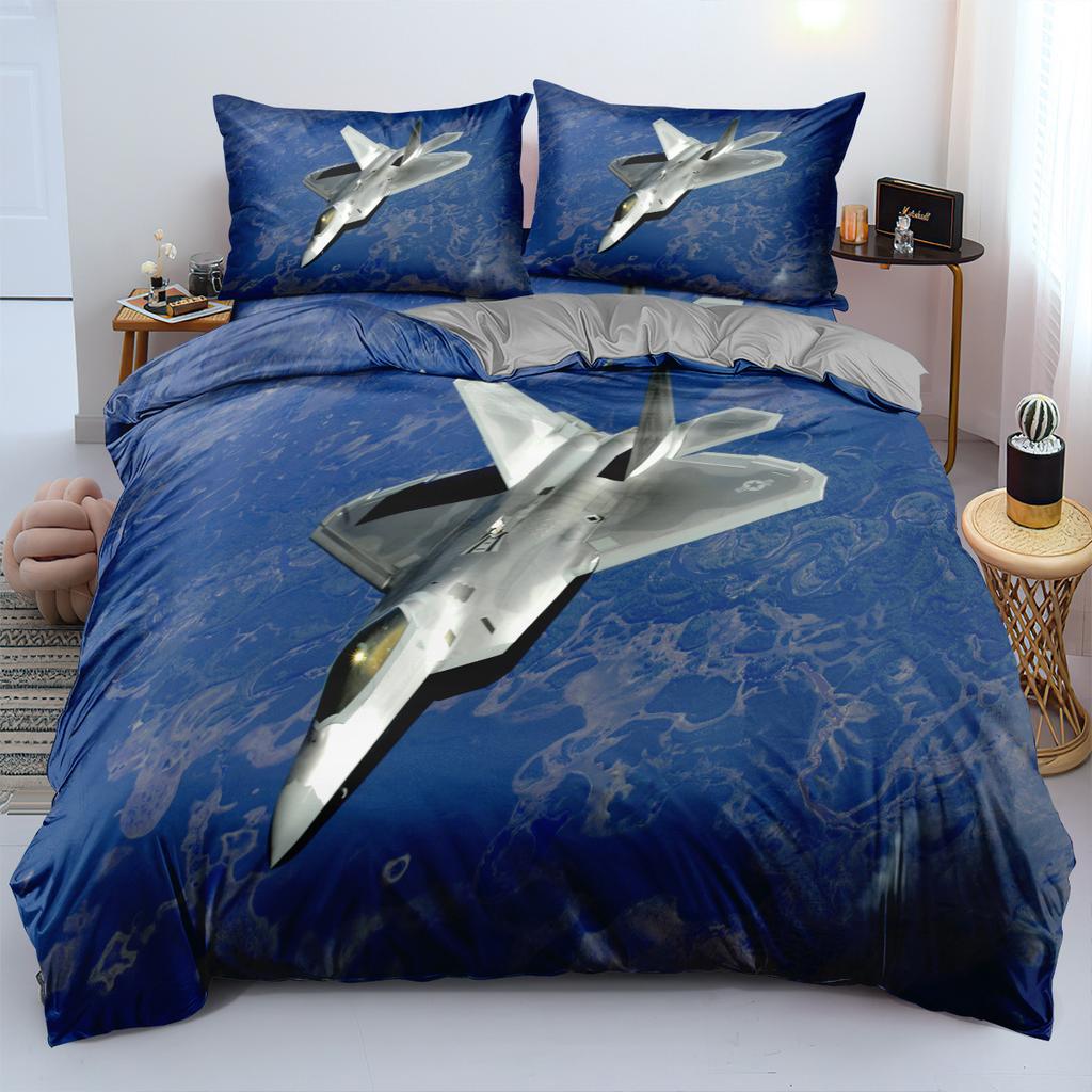 Fighter Series Comforter Bedding Set, 3D Print Airplane Duvet Cover Set Quilt Cover Pillowcase,king Queen Size Bedding Set Kids
