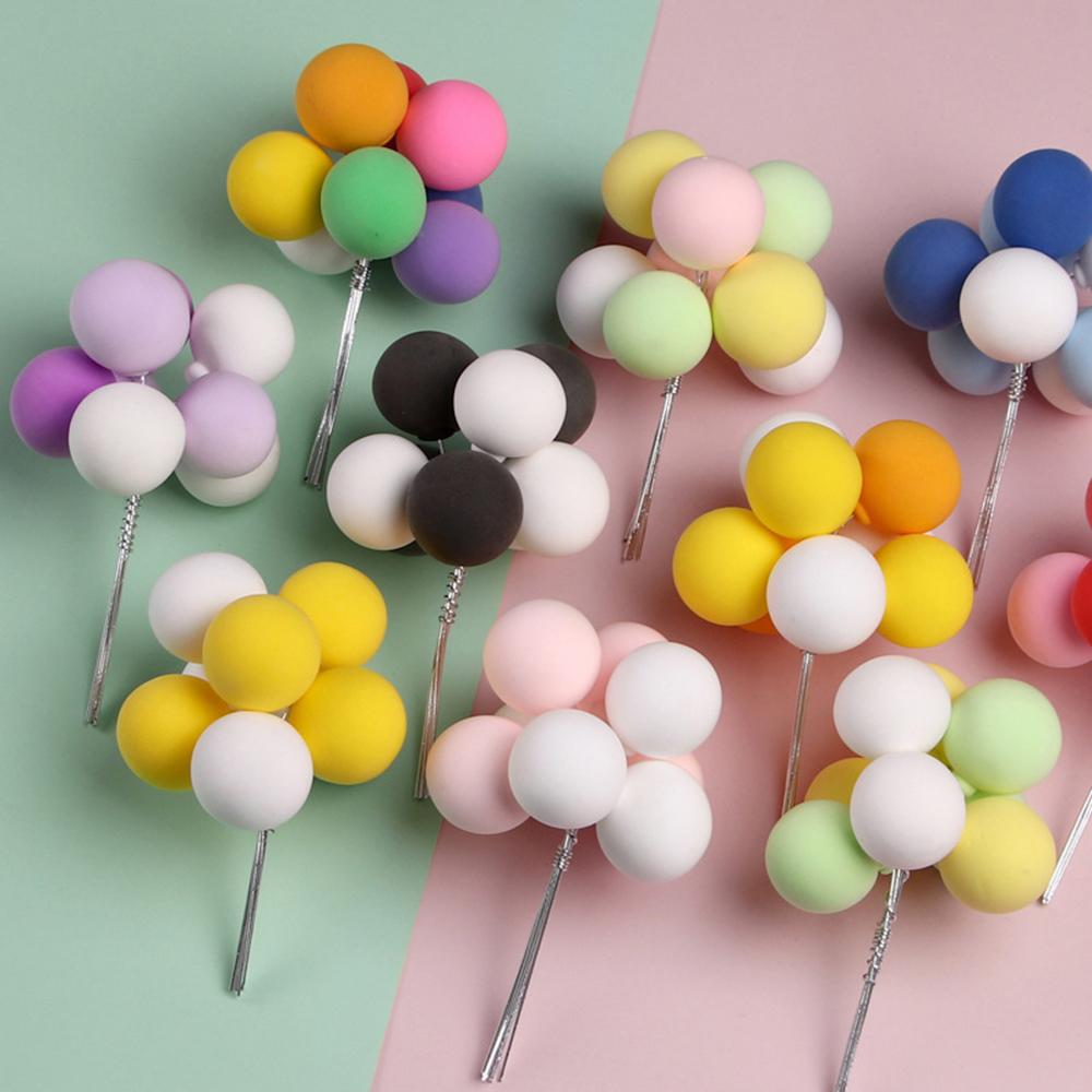 8Pcs Mini Balls Cake Toppers Color Balloons Cake Decoration Cupcake Flag Dessert Diy Supplies Birthday Decoration Baby Shower