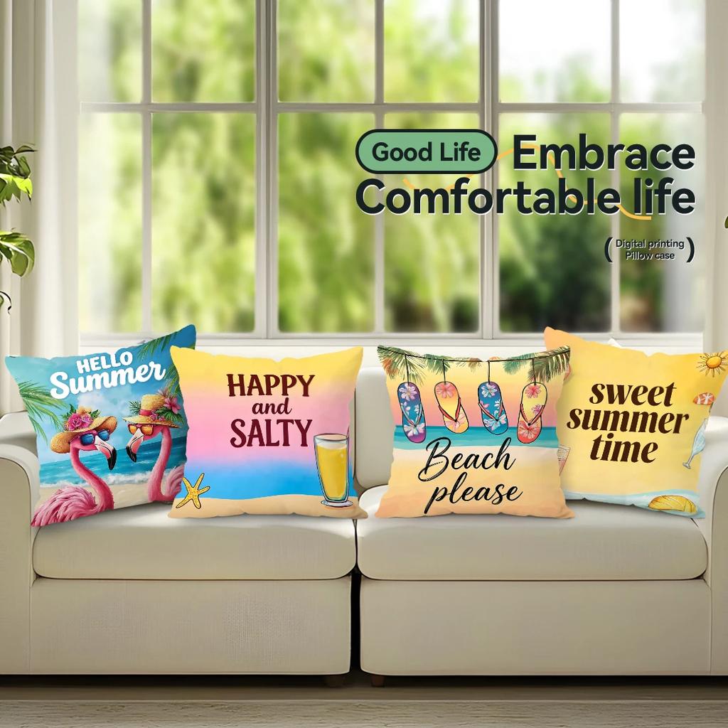 4pcs/set Summer Decoration Cushions Pillowcase Polyester Cushion Cover Throw Pillow Pillowcover Home Car Sofa Decor