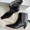 Leather Niche French Thin Boots Small Square Head Thin Heel Small Naked Boots Women's 2025 Autumn and Winter Versatile Cat and Short Boots Women's 