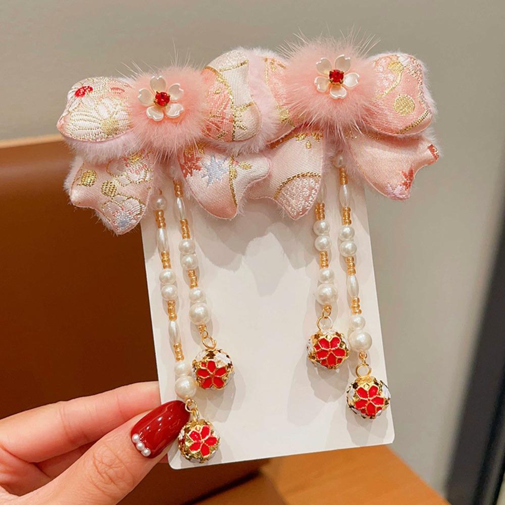 Tang Suit Chinese Style Red Barrettes Hanfu Headwear Ancient Style Hair Clip  Winter