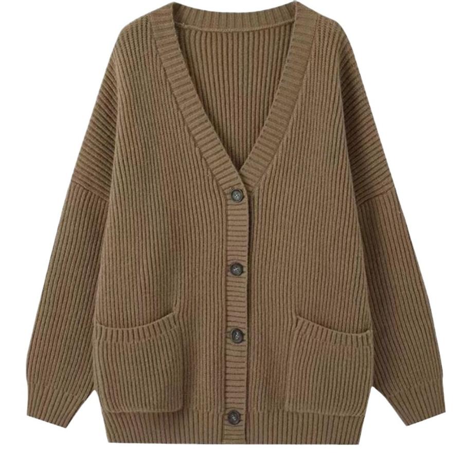 Solid Color New Style Women's Oversized Knit Sweater Cardigan Coat for Autumn Winter