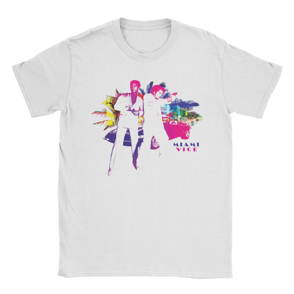 Casual T Shirt Summer Miami Vice Crockett Tubbs In Action Leisure T Shirts 100 Cotton Tee Shirt For Man Funny Short Sleeve Tees