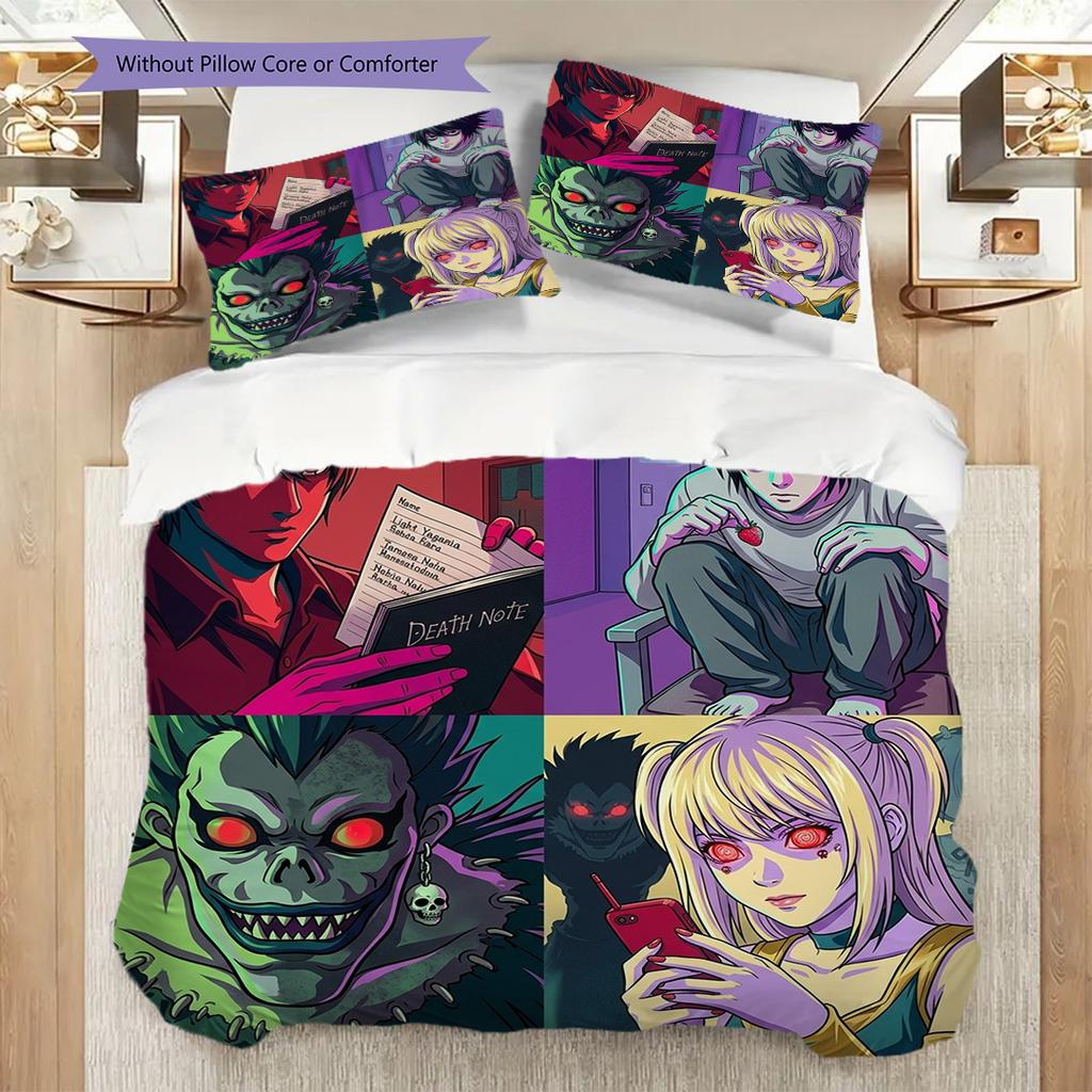 Duvet Cover Set with Death Note Patterned Pillowcase & Printed Design Daily Bedroom Bedding-kwq319