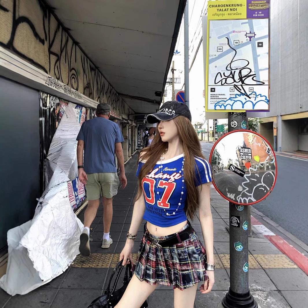 

American Style Women s Summer Slimming Spicy Girl Chic Printed Short Sleeve T-Shirt Large