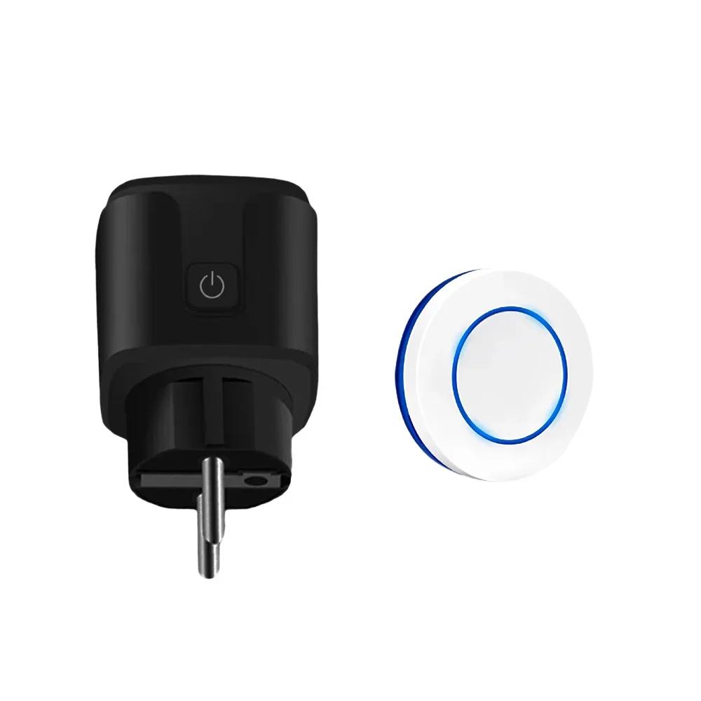 433MHZ RF WIFI Remote Control Switch Wireless Electrical Sockets AC 220V 15A Single Plug and Transmitter for Home Appliance Led
