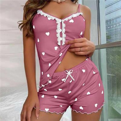 Şık V Yaka Kadın Pijama Takımı - Düğmeli Şortlu Rahat ve Seksi Atlet