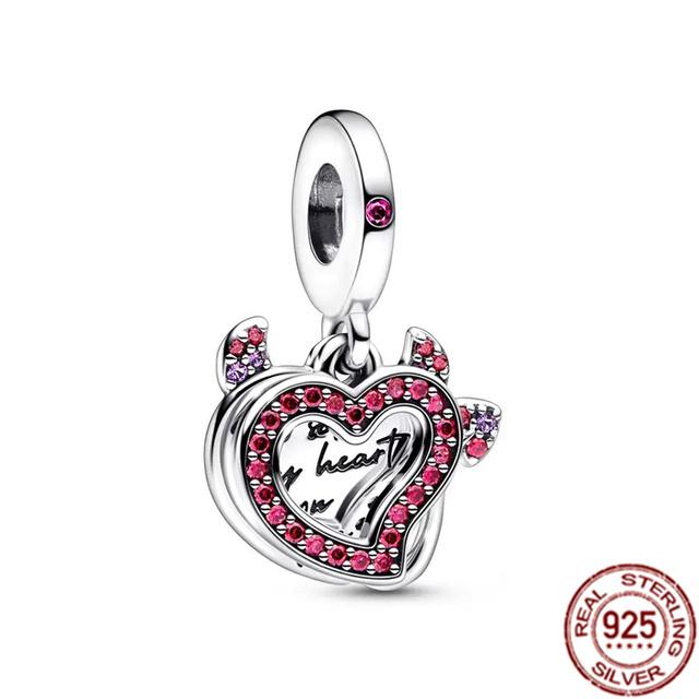 Anhänger mit mehreren Mustern für Armband/Halskette aus 925er-Sterlingsilber, Charm-Perlenschmuck, MOM, Festival