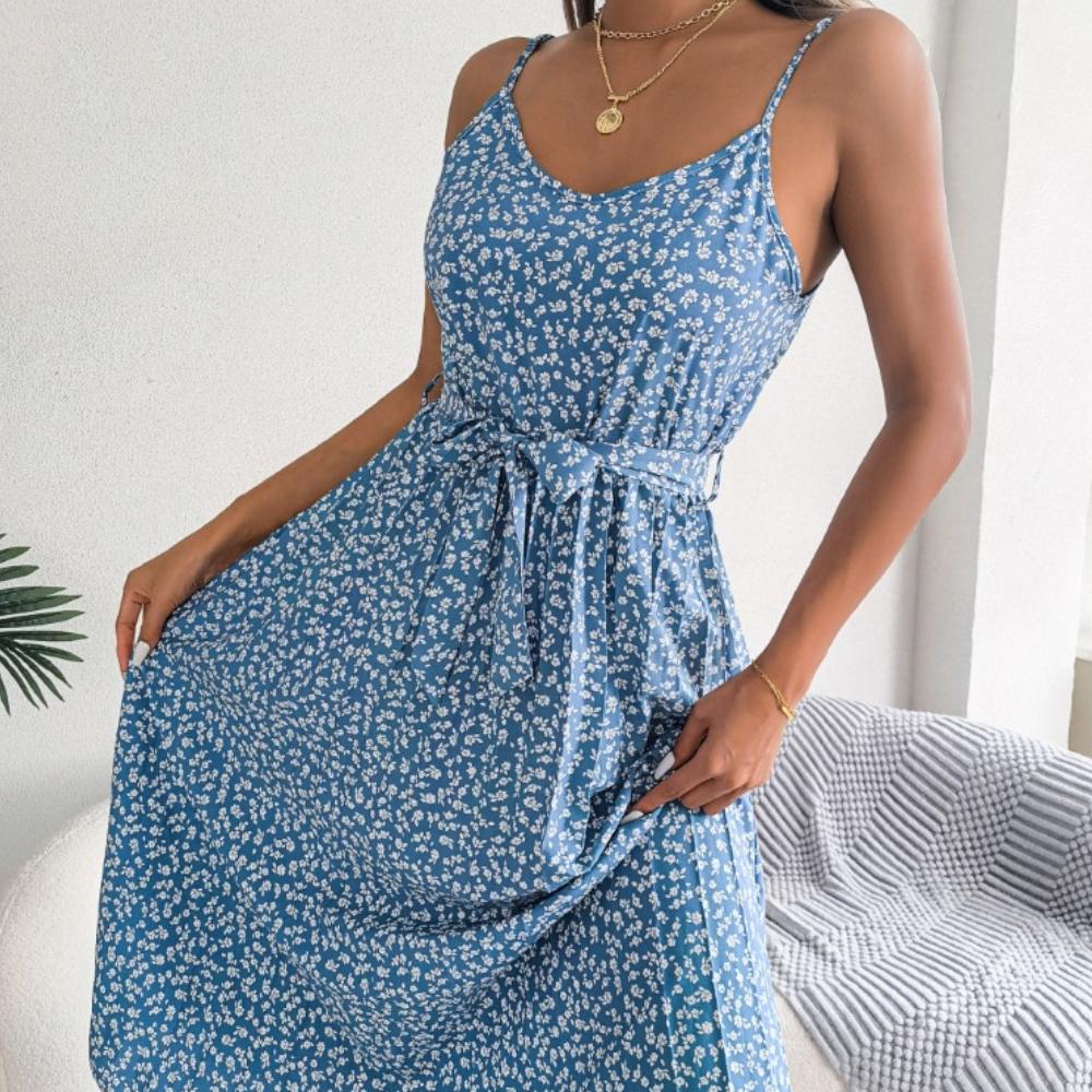 GMXIA Women's Fashion Summer Spring Solid Color Print Short Sleeve Suspenders High Waist Casual Dresses